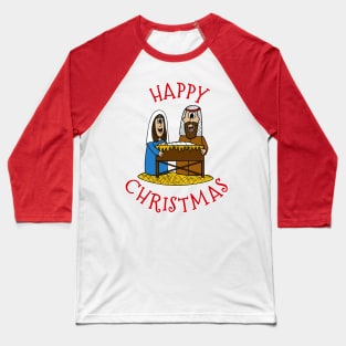 Christmas Nativity Mary And Joseph Church Xmas Funny Baseball T-Shirt